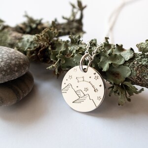 Forest or Mountains at Night Landscape, Nature Scene Necklace in Sterling Silver, Wanderlust Jewelry, Handmade Gift for Outdoor Lovers image 5