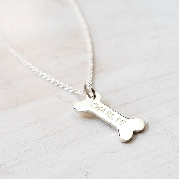 Personalized Dog Bone Necklace Name Lover Gift - Sterling Silver Dog Bone Pendant Personalized Dog Bone Necklace Name Lover Gift - Sterling Silver Dog Bone Pendant