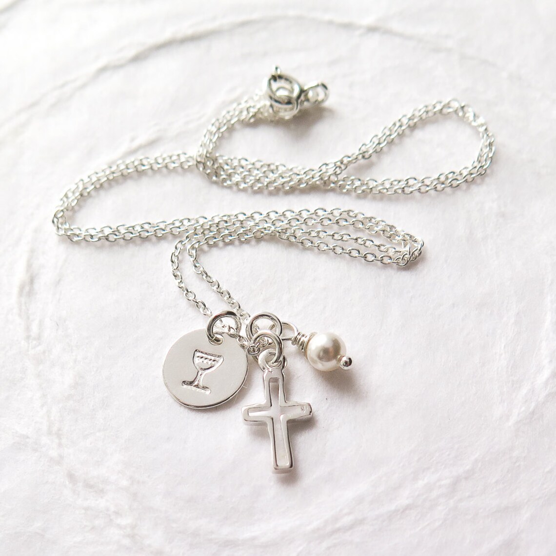 First Communion Gift Communion Necklace For Girl Cross Etsy