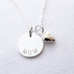 Mama Necklace, Gold Filled or Sterling Silver, Gift for Mom, Dainty Mother Necklace with Heart Charm sterling silver