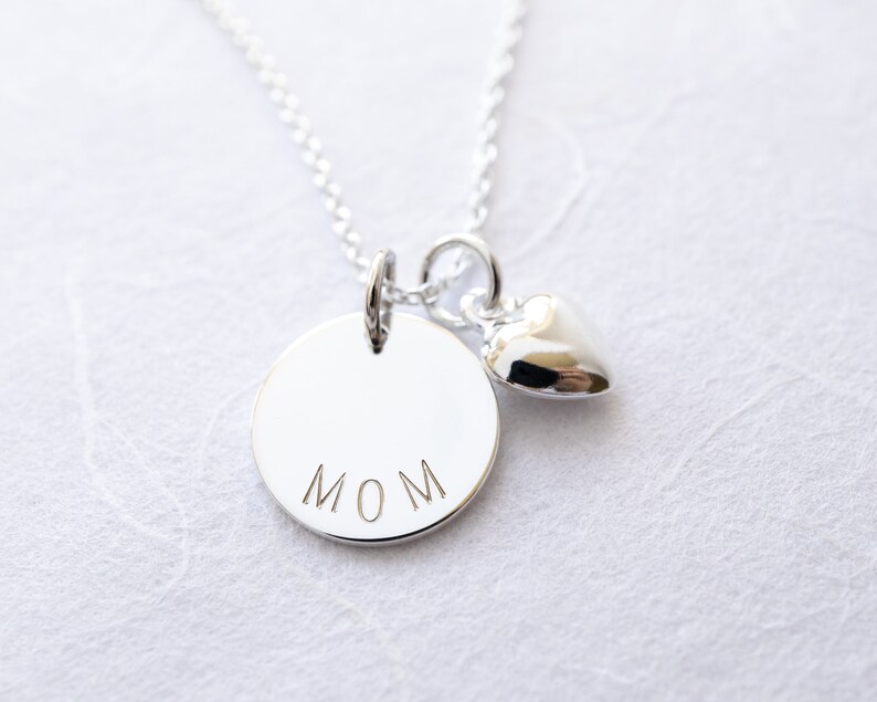 Mama Necklace, Gold Filled or Sterling Silver, Gift for Mom, Dainty Mother Necklace with Heart Charm sterling silver
