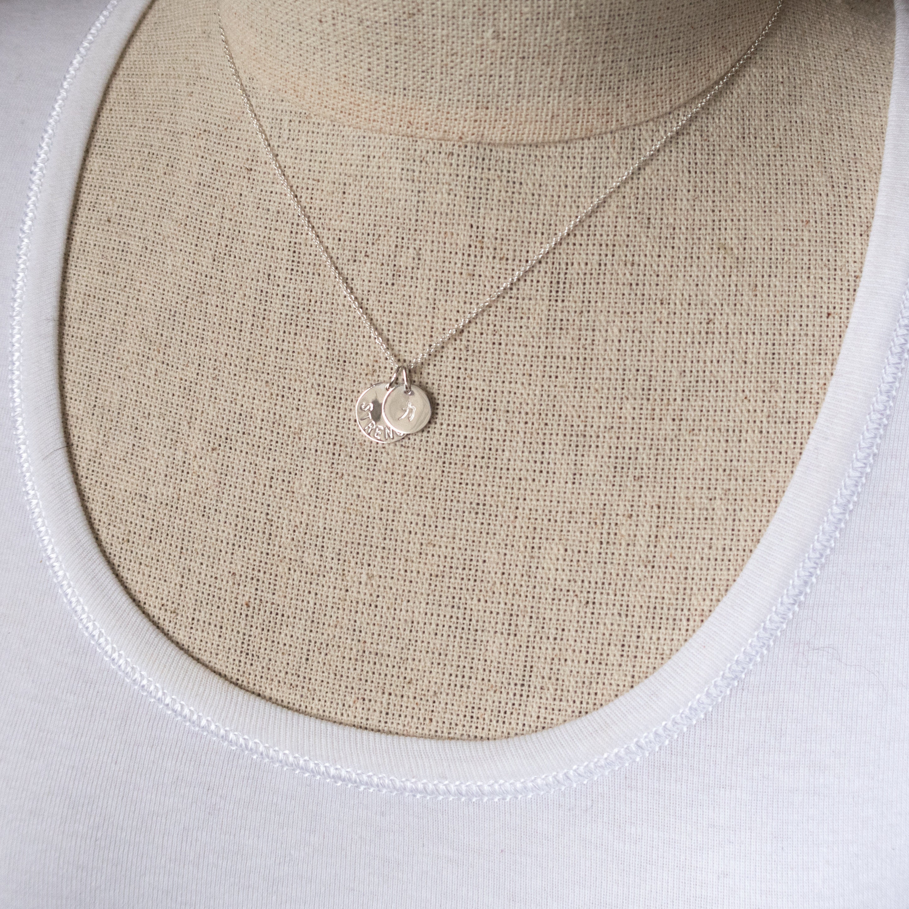 Strength Necklace, Sterling Silver, Chinese Symbol for Strength