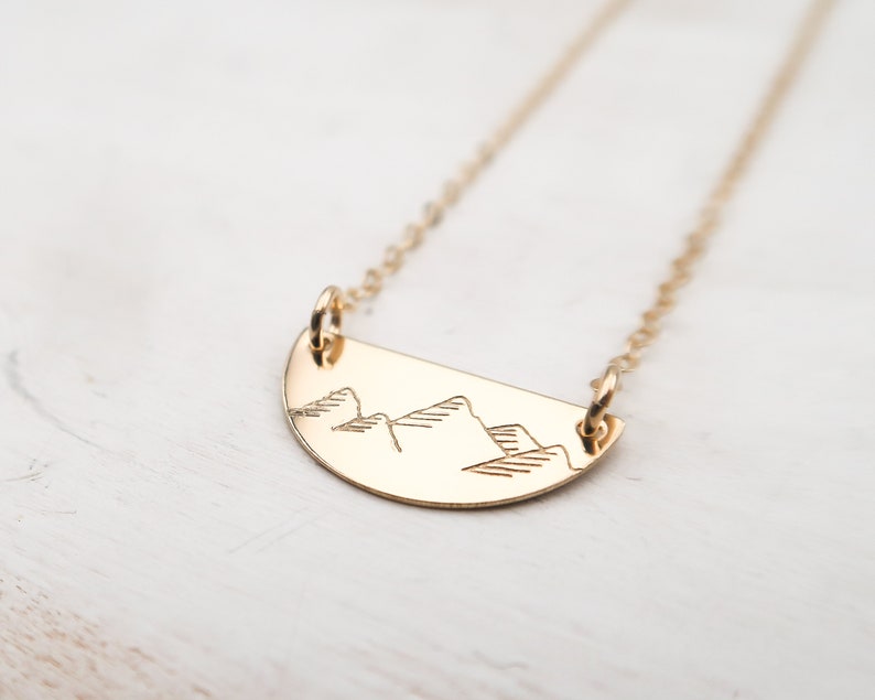 Mountain Necklace, Gold Filled or Sterling Silver, Dainty, Half Circle Necklace, Wanderlust, Gift for Her image 6