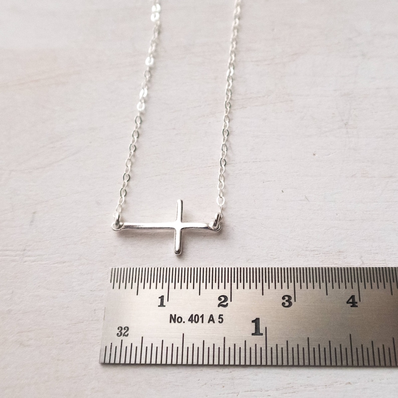 Sideways Cross Necklace Silver Cross Skinny Cross Dainty Etsy