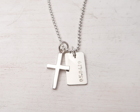 confirmation gift minimalist necklace religious jewelry first communion sterling silver cross necklace catholic gift