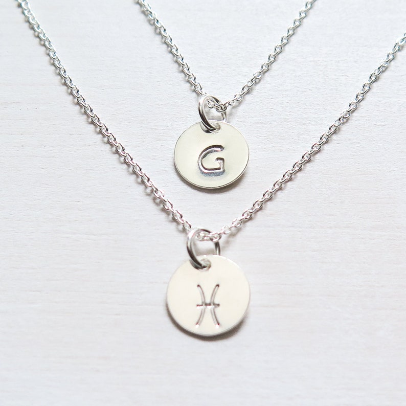 Initial & Zodiac Necklace Set Layering Necklaces Etsy