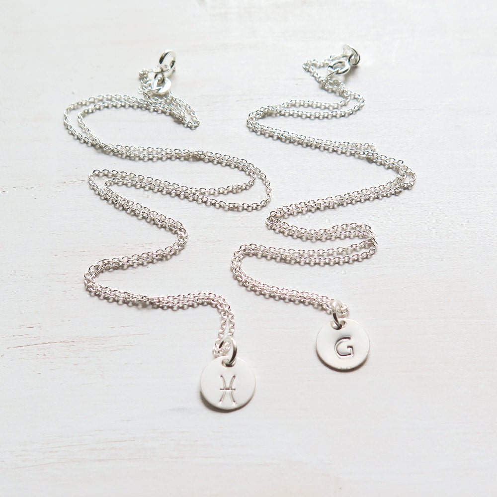 Initial & Zodiac Necklace Set Layering Necklaces Etsy