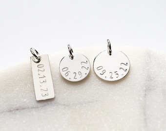 Sterling Silver Date Charm, Add On, Custom Date Charm, Birthdate Charm, Special Date, Date Jewelry, Wedding Date, Hand Stamped