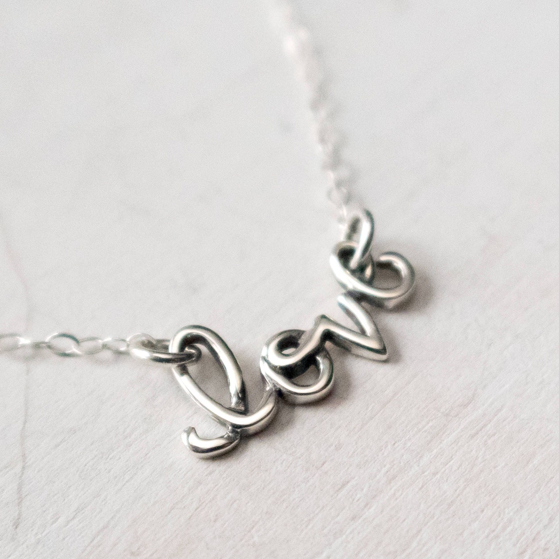 Love Choker Necklace with Extender, Sterling Silver, Gift for Her