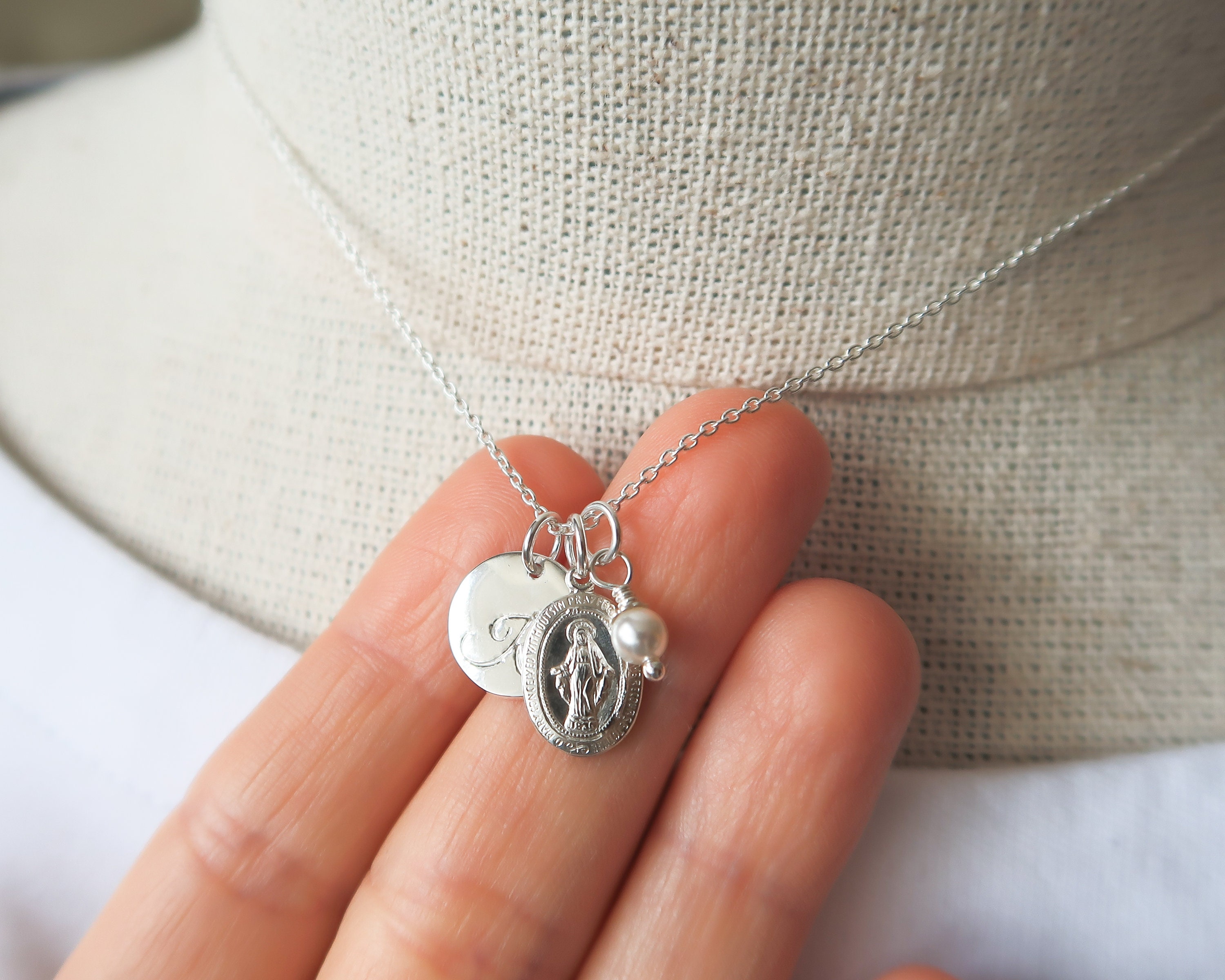 Miraculous Medal, First Communion Gift for Girl, Virgin Mary Necklace