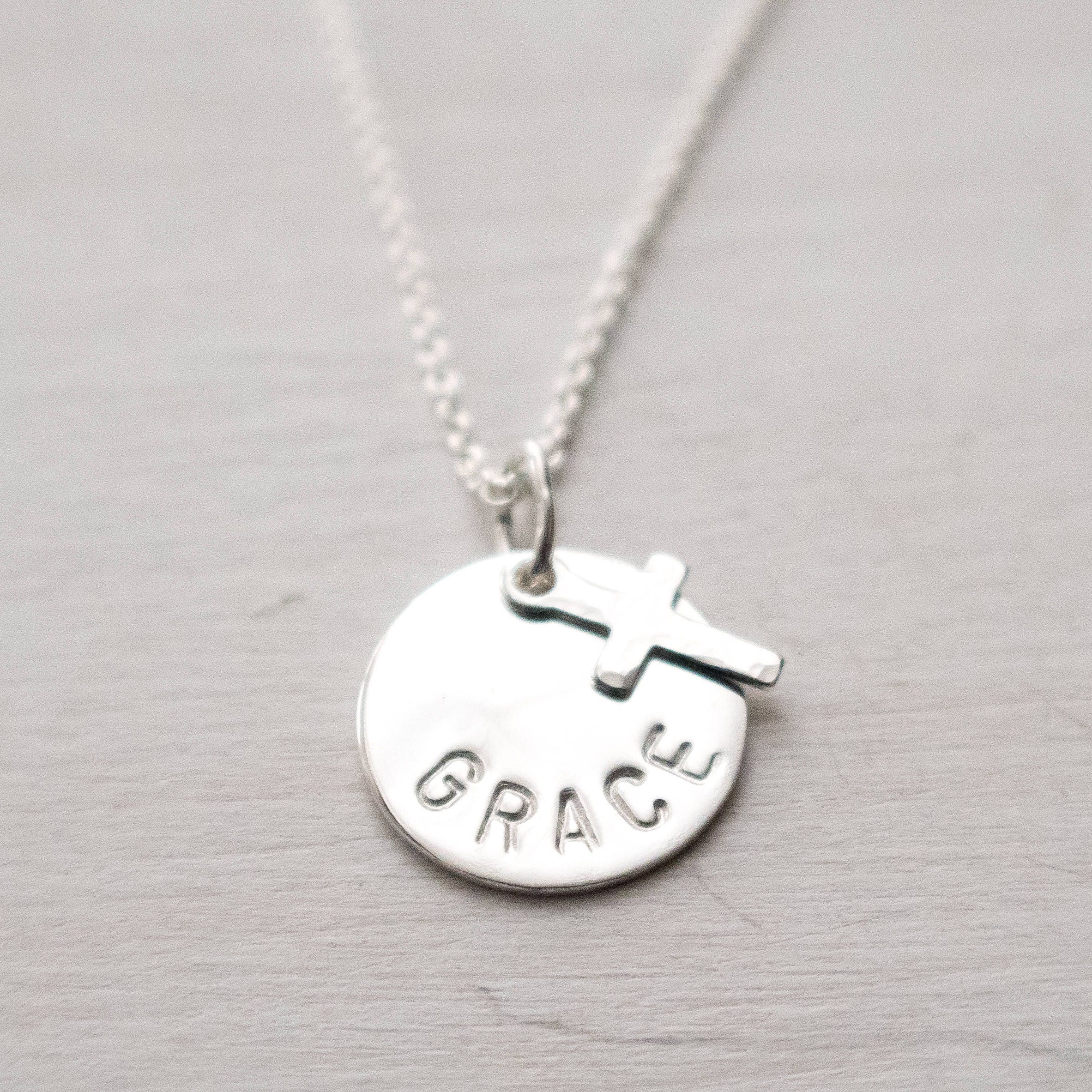 Grace Necklace, Cross Charm, Christian Jewelry, Religious Jewelry