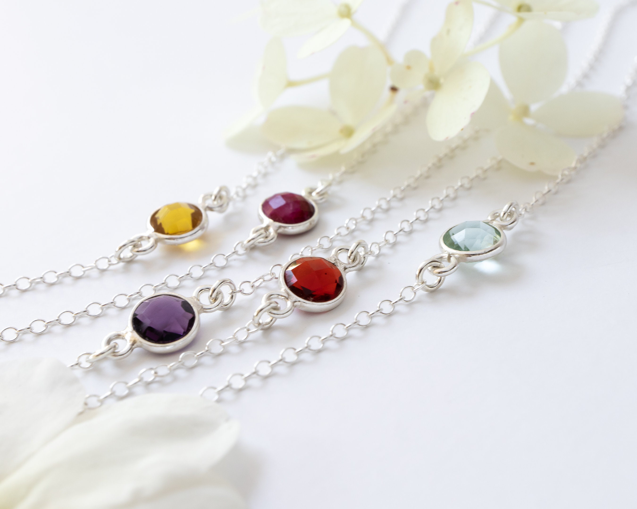 Color stone mother's necklace best sale