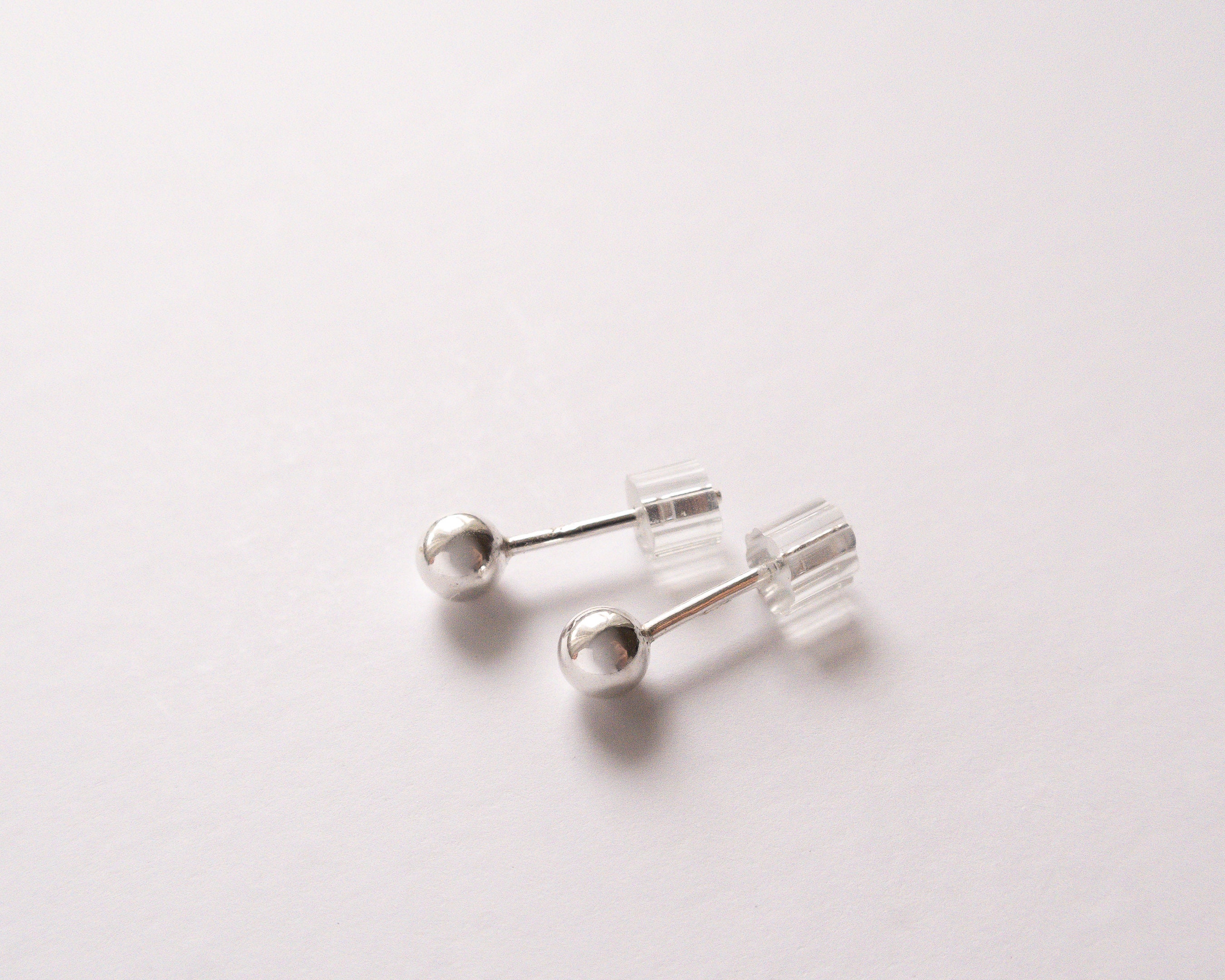 Small Silver Titanium Ball Stud Earrings