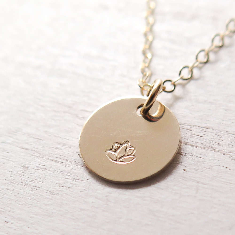 Gold Lotus Necklace, Yoga Jewelry, Dainty, Lotus Jewelry, Gold Filled