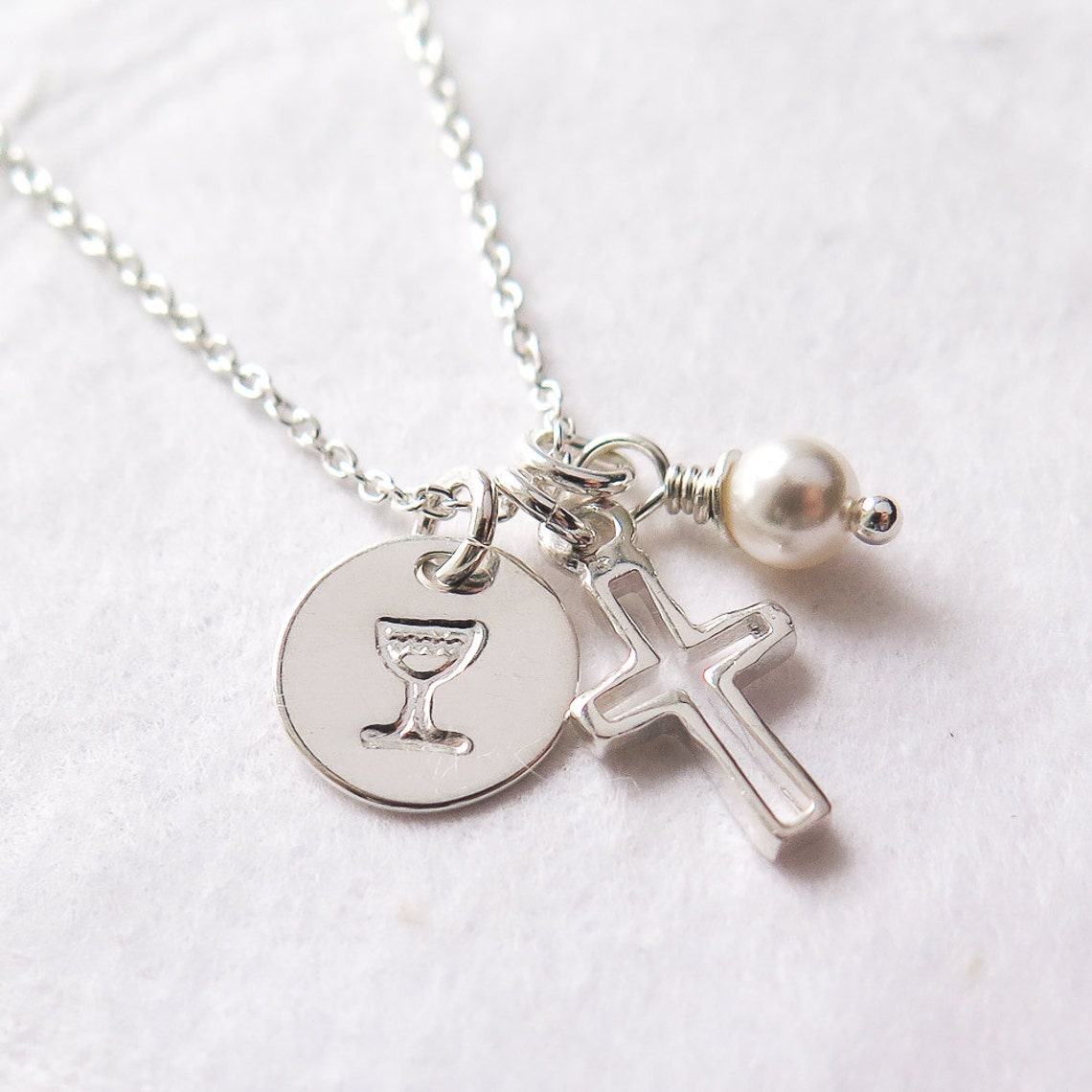 First Communion Gift Communion Necklace For Girl Cross Etsy