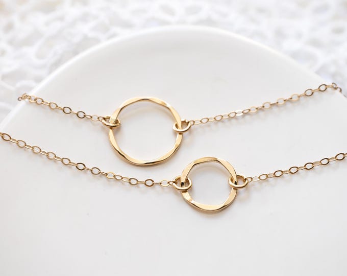 Matching Circle Necklaces for Mother and Daughter, Gold Filled