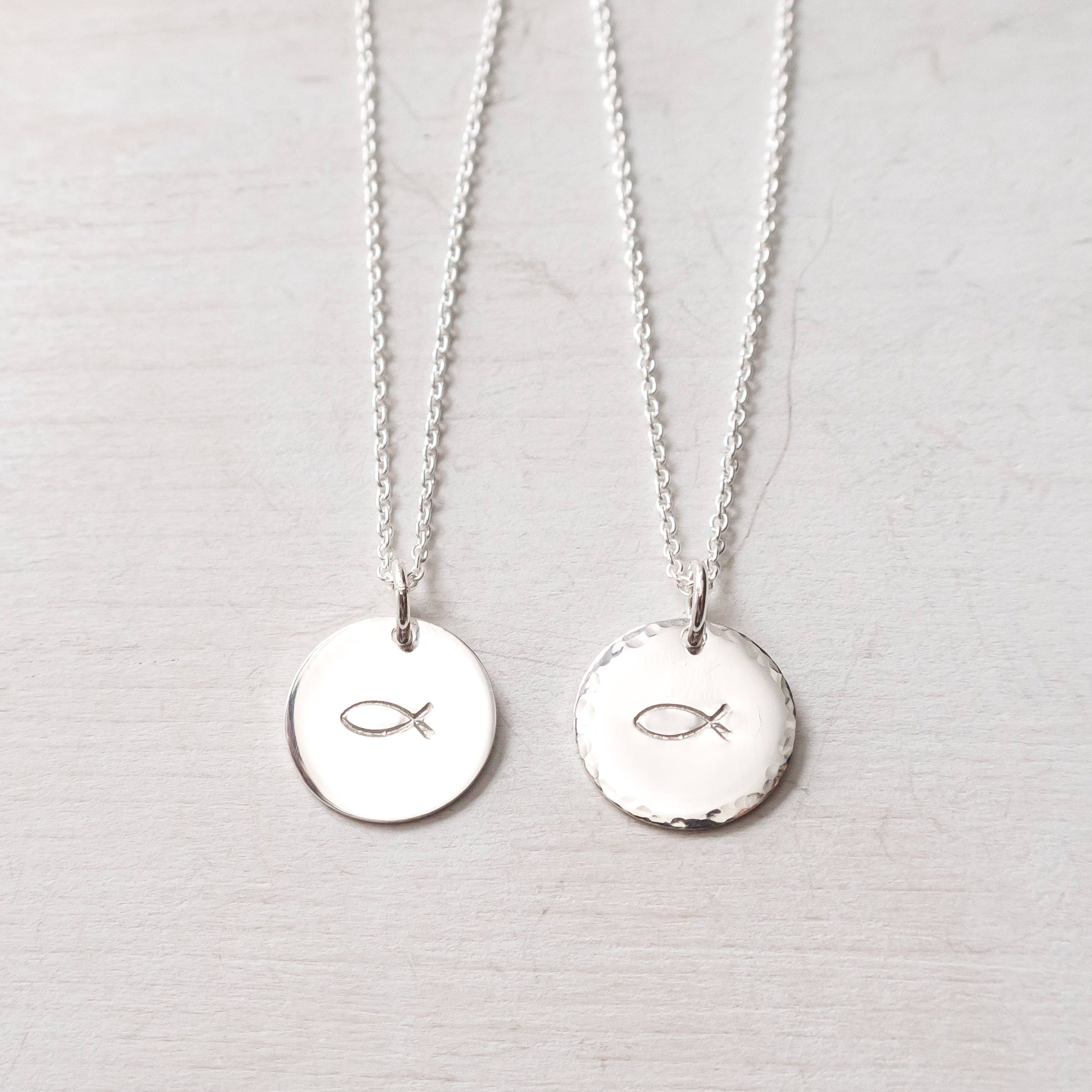 Christian Fish Necklace, Ichthus Necklace, Religious Jewelry, Christian