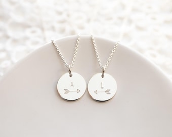 Personalized Arrow Necklaces for Best Friends, Sterling Silver