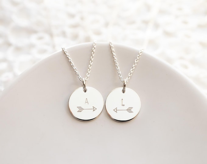 Personalized Arrow Necklaces for Best Friends, Sterling Silver
