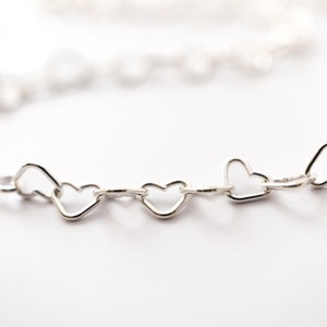 Sterling Silver Heart Chain Bracelet, Mini Heart Link Bracelet, Adjustable Length, Dainty Layering Bracelet, Gift for Her image 6