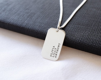 Father Necklace Personalized with Kids' Names, Sterling Silver