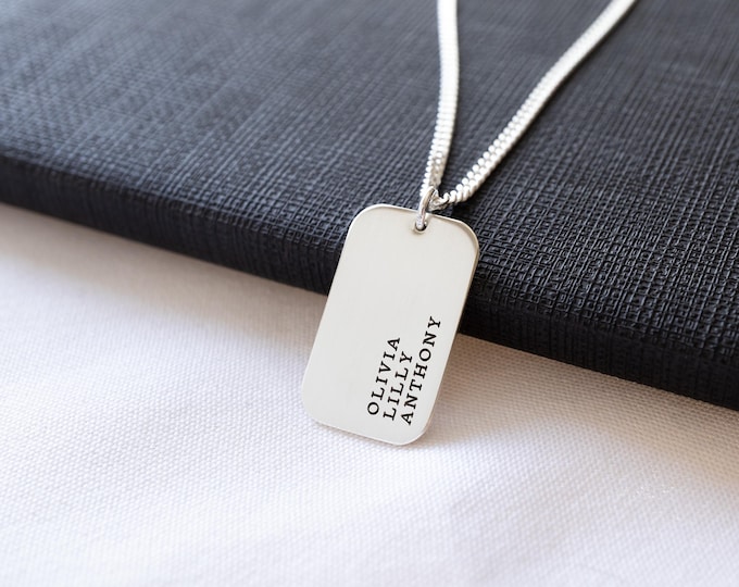 Father Necklace Personalized with Kids' Names, Sterling Silver