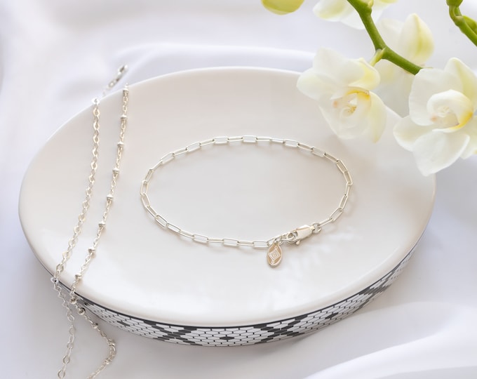 Dainty Chain Bracelets in Sterling Silver, Medium Weight, Essential Layering Bracelets