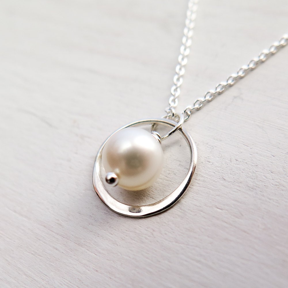 Circle Necklace, Circle and Pearl, Eternity Necklace, Pearl Choker ...