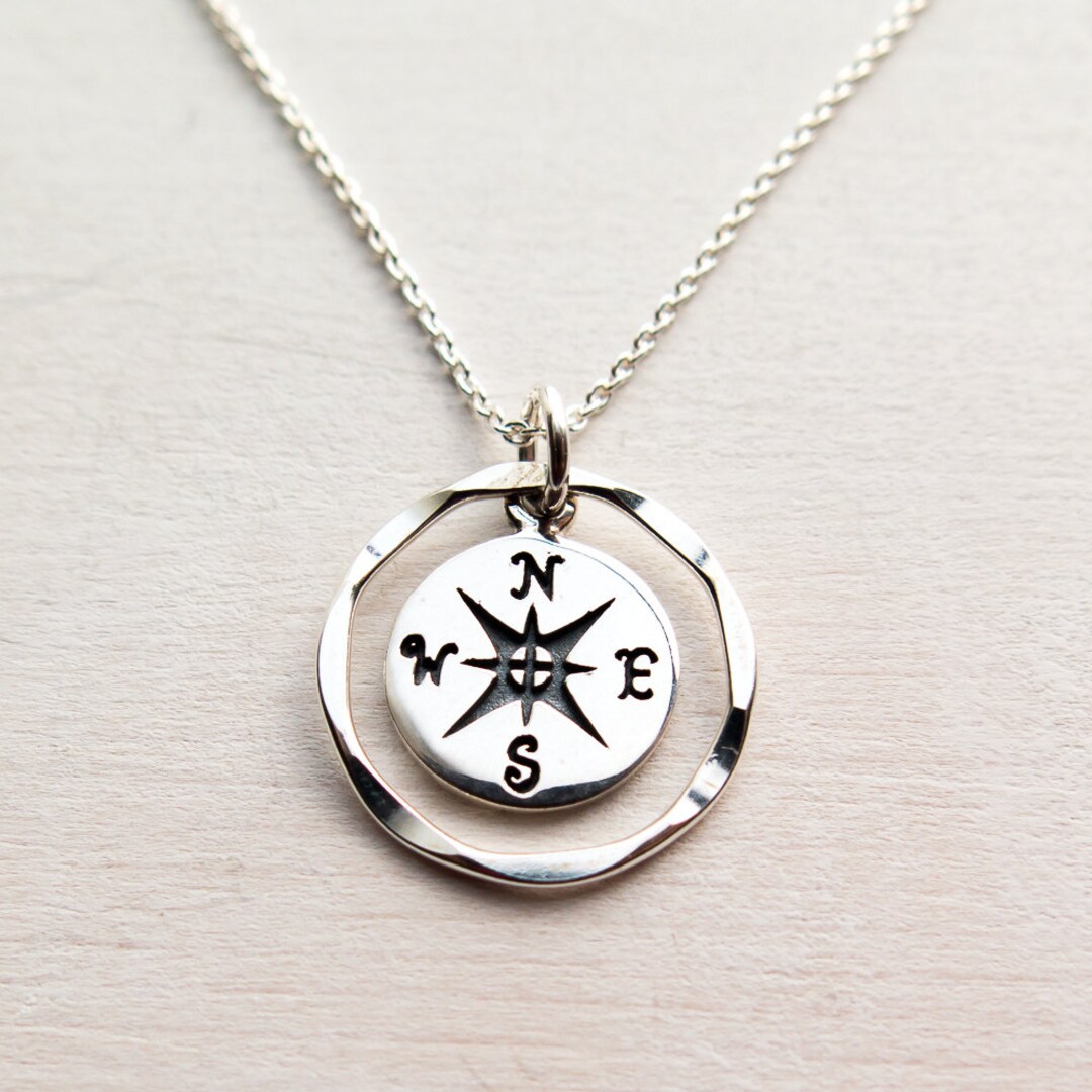 Compass Necklace, Graduation Gift, Travel Jewelry, Wanderlust, Sterling