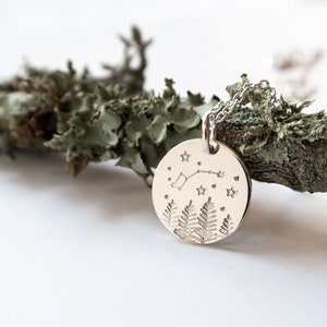 Forest or Mountains at Night Landscape, Nature Scene Necklace in Sterling Silver, Wanderlust Jewelry, Handmade Gift for Outdoor Lovers image 4