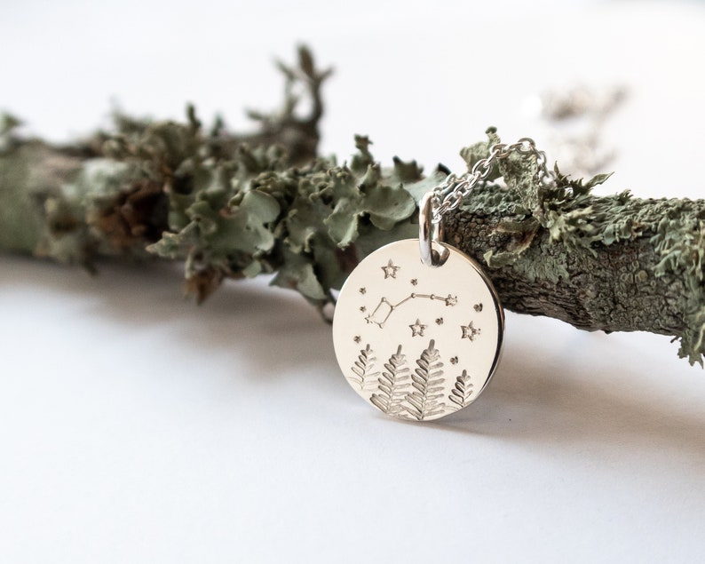 Forest or Mountains at Night Landscape, Nature Scene Necklace in Sterling Silver, Wanderlust Jewelry, Handmade Gift for Outdoor Lovers image 4