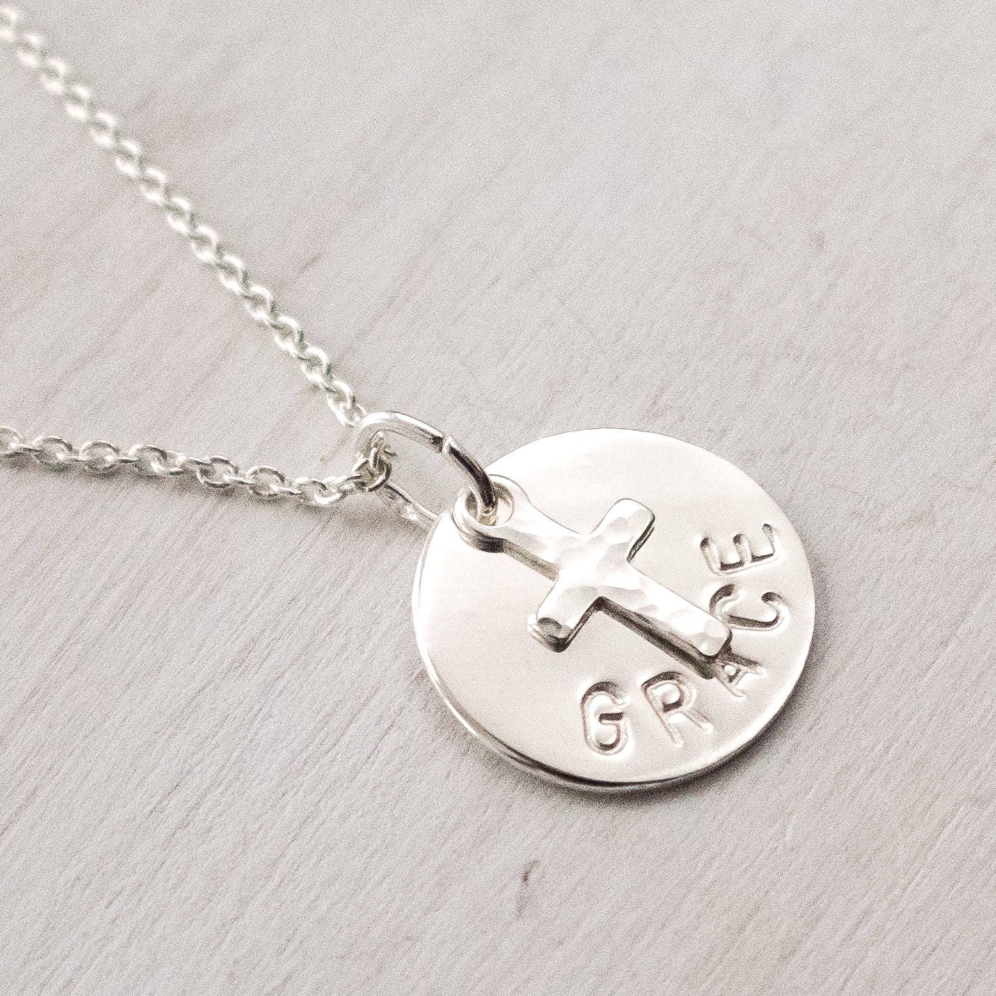 Grace Necklace, Cross Charm, Christian Jewelry, Religious Jewelry