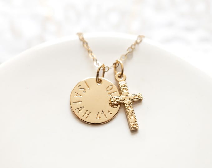 Custom Bible Verse Necklace, Gold Filled
