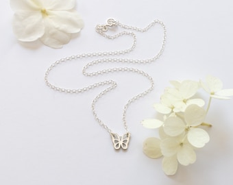 Tiny Butterfly Necklace, Sterling Silver