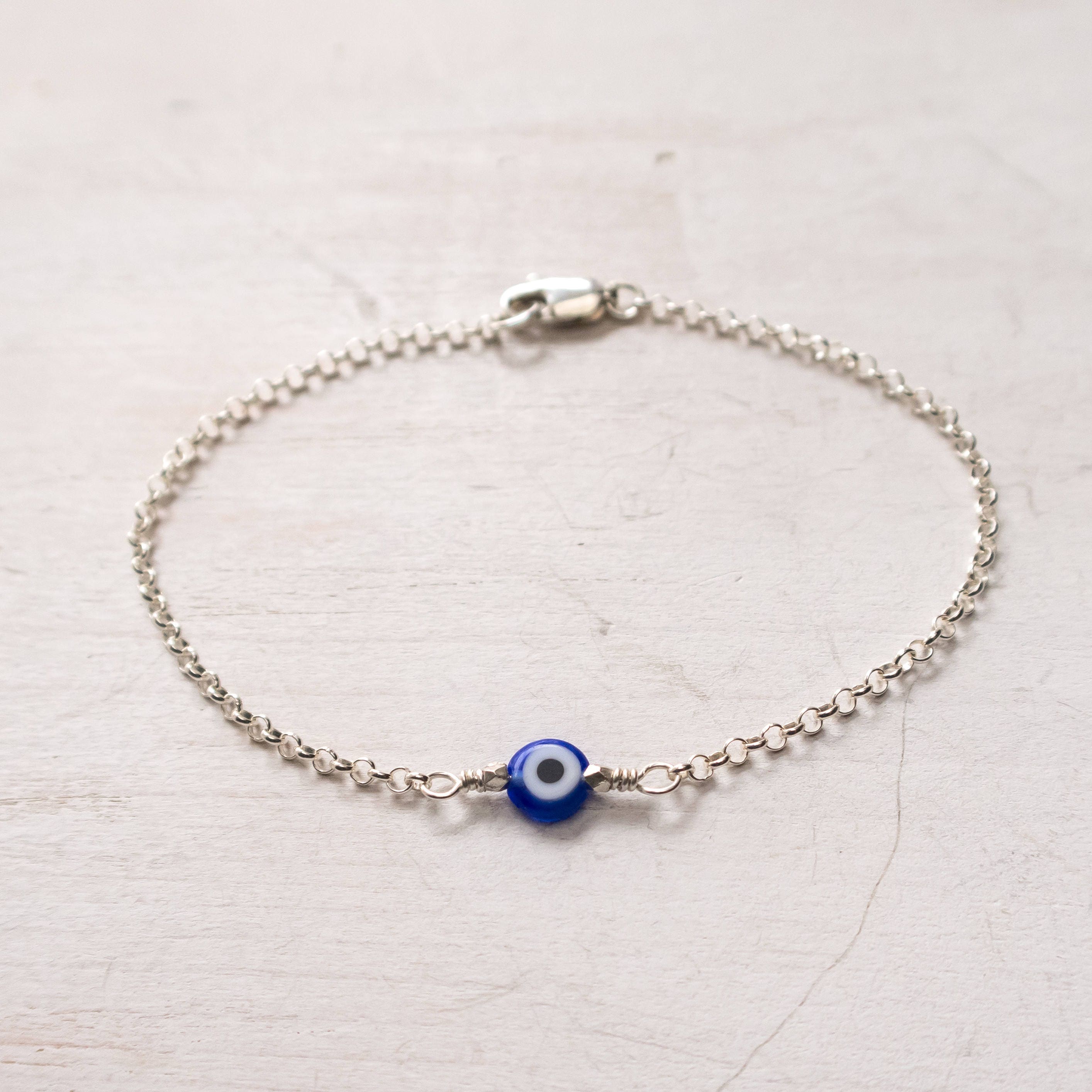 Silver Evil Eye Nazariya Bracelet for Girls, Boys and Women - Osasbazaar