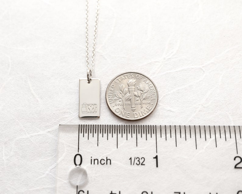 Sterling Silver Camera Necklace, Gift for Photographer, Hand stamped Rectangle Charm, Wedding Photographer Thank You Gift image 5