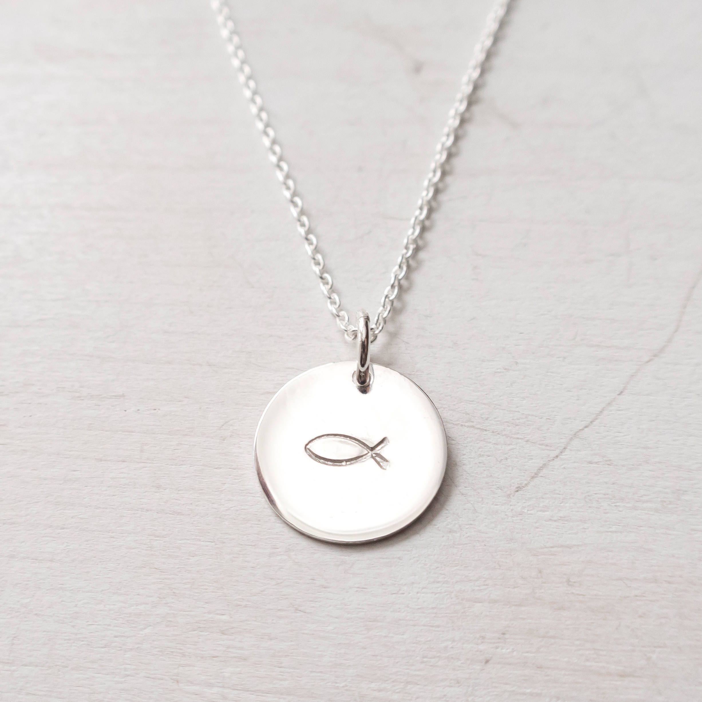 Christian Fish Necklace, Ichthus Necklace, Religious Jewelry, Christian