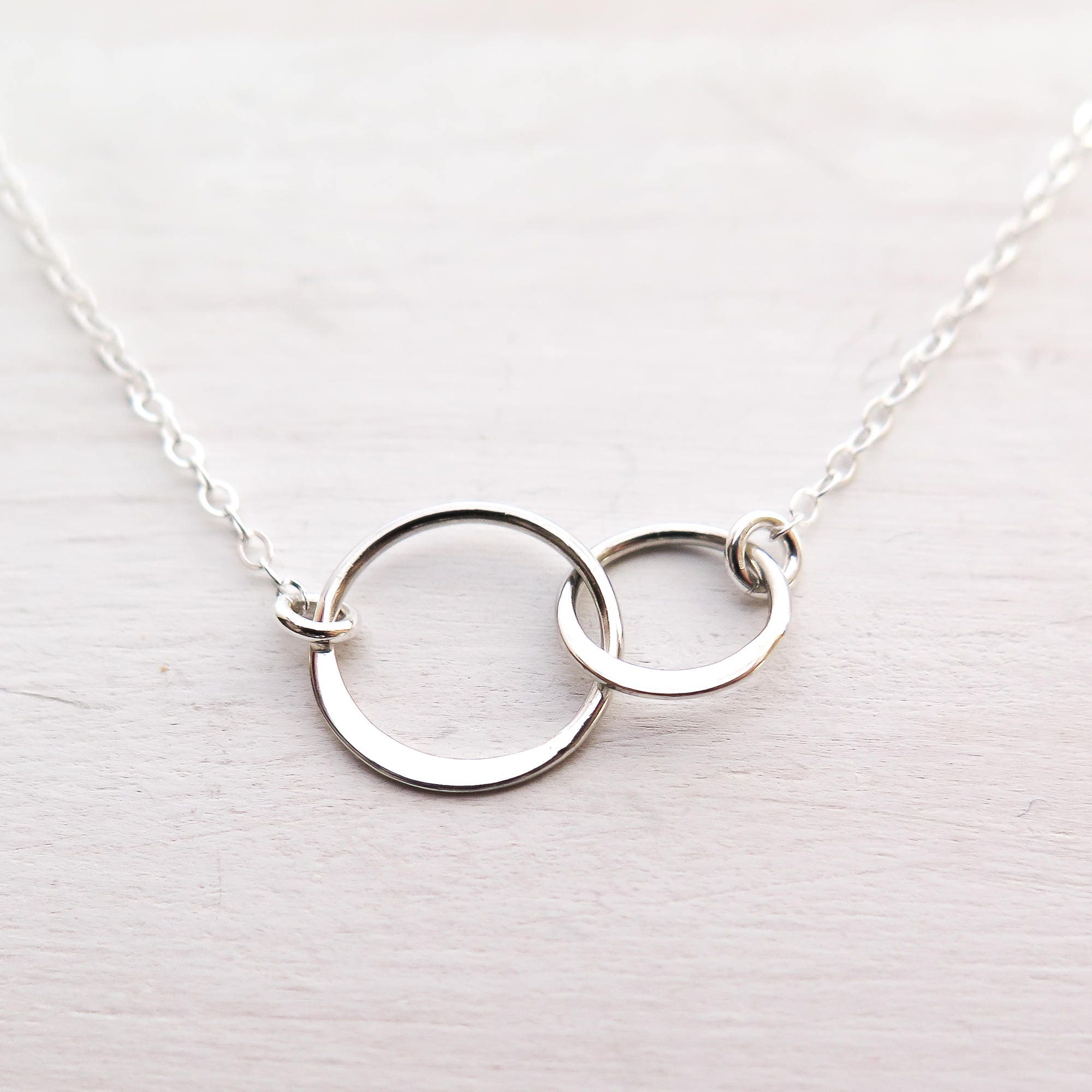 Silver 925 Charm Necklaces For Women Double Circle Pendant & Necklace  Choker Collier Silver/Rose Gold/ Yellow Gold Color Jewelry