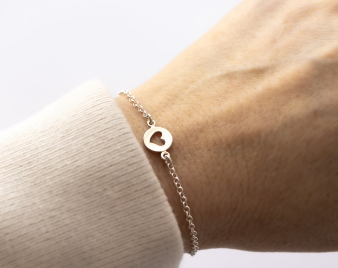 Tiny Heart Bracelet, Sterling Silver, Adjustable Length