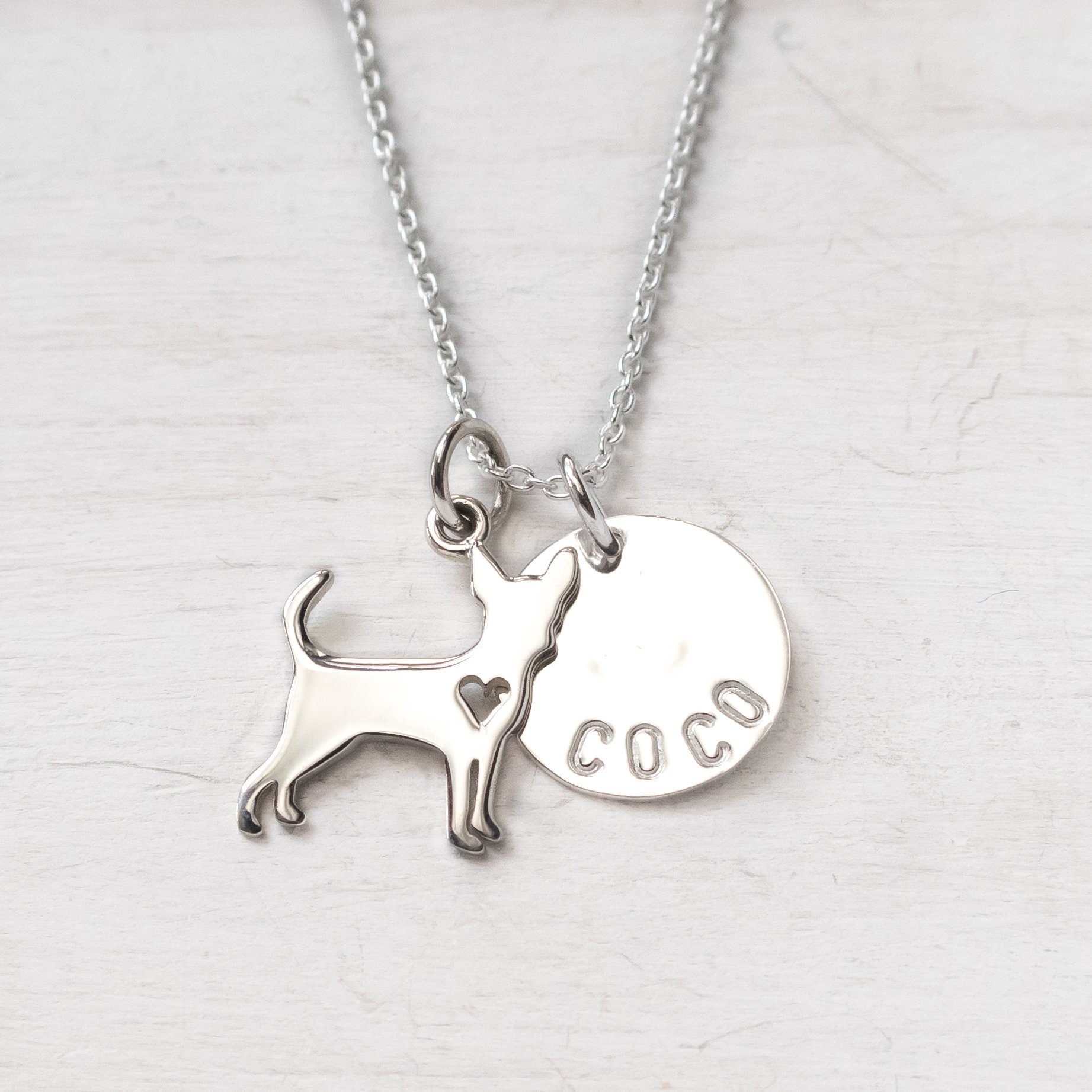 Personalized Chihuahua Necklace, Sterling Silver