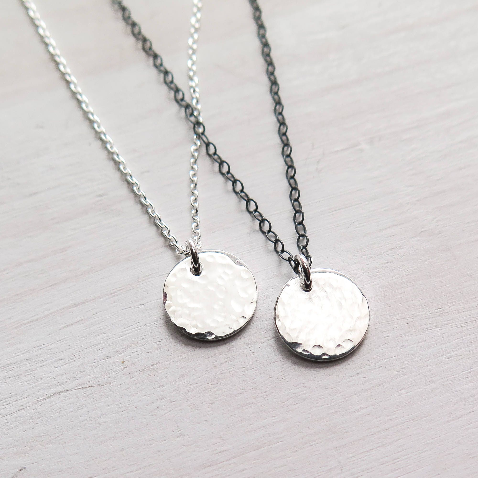Hammered Disc Sterling Silver Layering Necklace – MiShelli