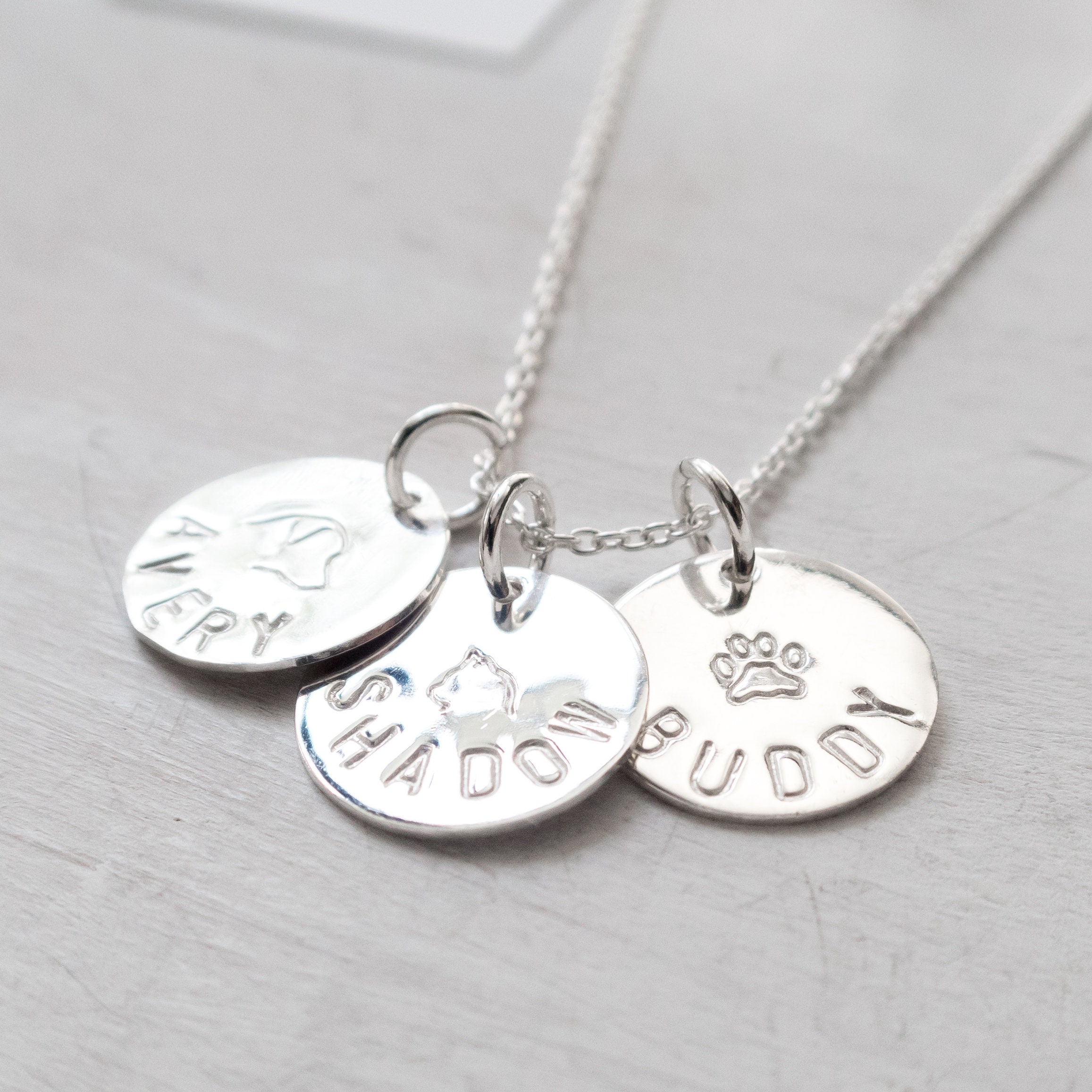 Sterling Silver Pet Name Necklace, Dog Memorial, Cat