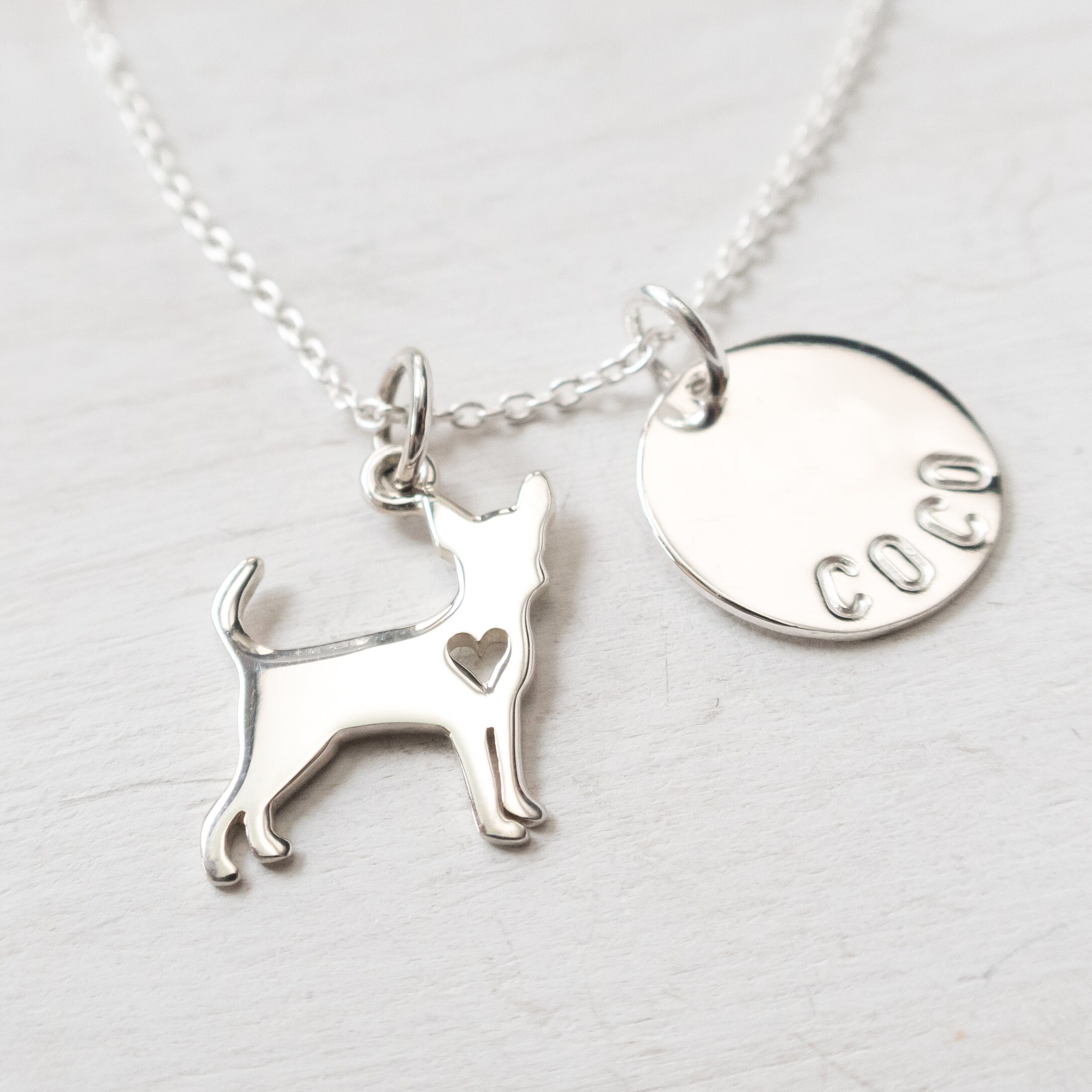 Personalized Chihuahua Necklace, Sterling Silver