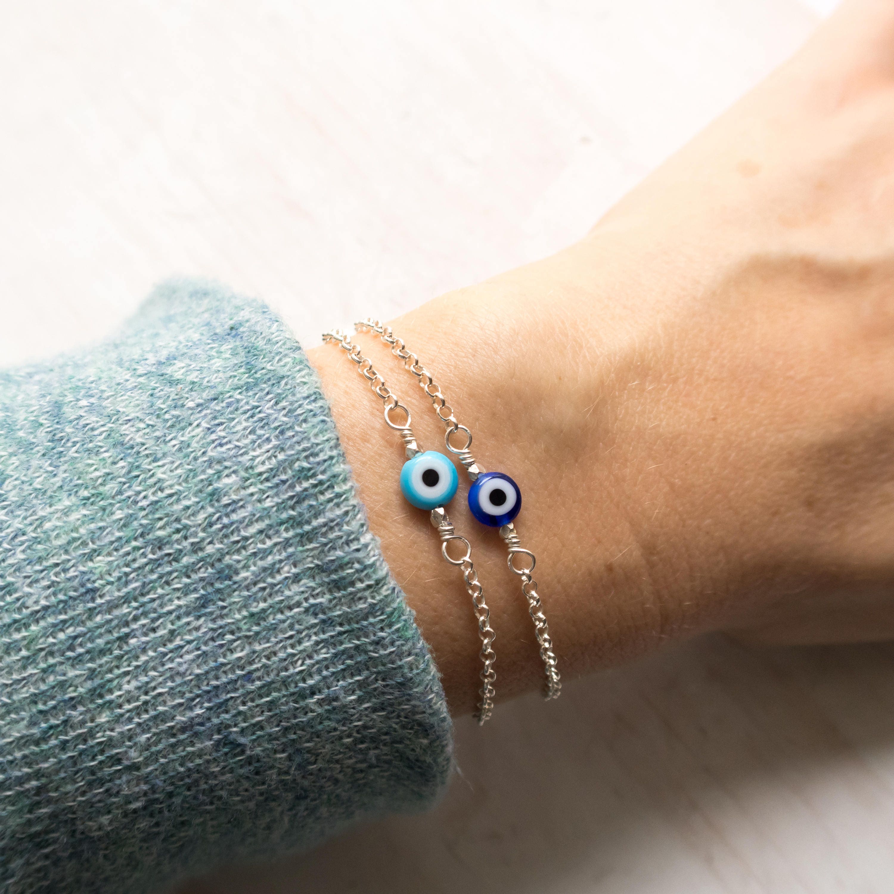 925 Plated Serenity Silver Evil Eye Bracelet – Curio Cottage