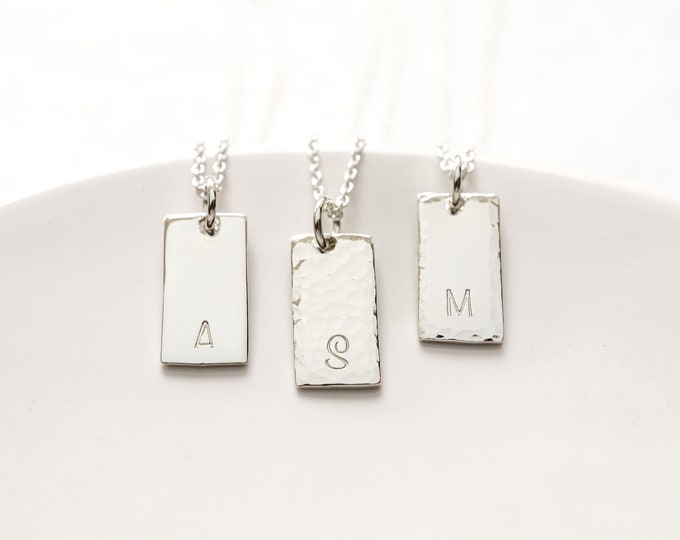 Sterling Silver Initial Tag Necklace