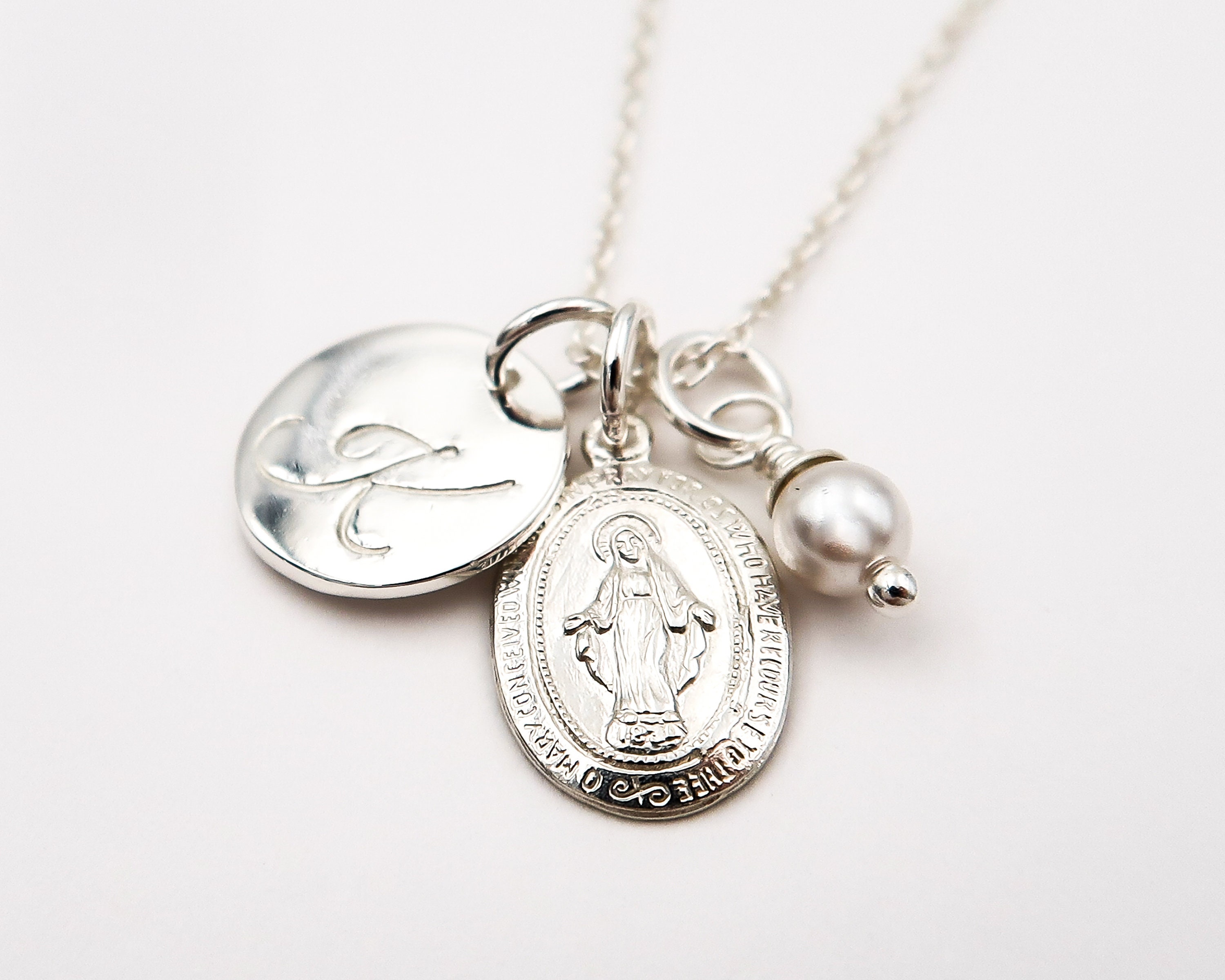 Miraculous Medal, First Communion Gift for Girl, Virgin Mary Necklace