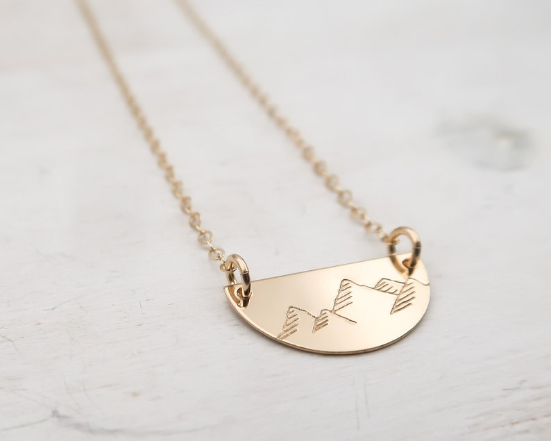 Mountain Necklace, Gold Filled or Sterling Silver, Dainty, Half Circle Necklace, Wanderlust, Gift for Her image 5