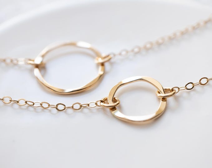 Dainty Circle Necklace, Gold Filled