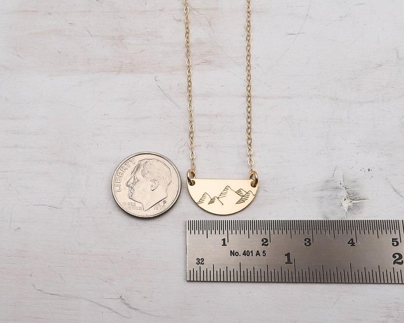 Mountain Necklace, Gold Filled or Sterling Silver, Dainty, Half Circle Necklace, Wanderlust, Gift for Her image 8