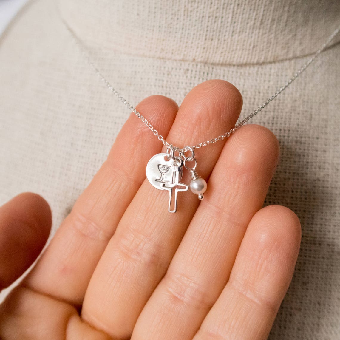 First Communion Gift Communion Necklace For Girl Cross Etsy
